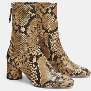 Zara Basic Snake Print Ankle Boots Size 6